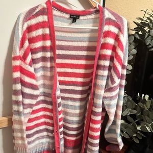 Torrid pink striped cardigan NWOT Sz 0